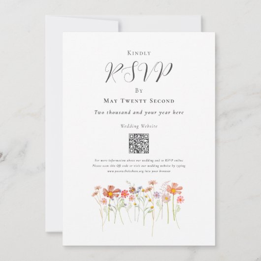 Boho Herfst Wildflower QR-code Kaart (Achterkant)