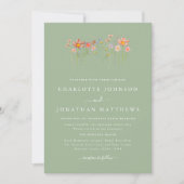 Boho Herfst Wildflower Sage Green Wedding Kaart (Voorkant)