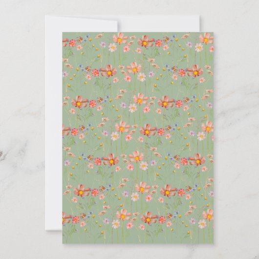 Boho Herfst Wildflower Sage Green Wedding Kaart (Achterkant)