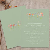 Boho Herfst Wildflower Sage Green Wedding Kaart