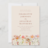 Boho Herfst Wildflower Terracotta Beige bruiloft Kaart (Voorkant)