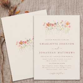 Boho Herfst Wildflower Terracotta Beige bruiloft Kaart