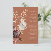 Boho Herfst Wildflower Terracotta bruiloft Informatiekaartje (Staand voorkant)