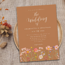 Boho Herfst Wildflower Terracotta Floral Wedding Kaart