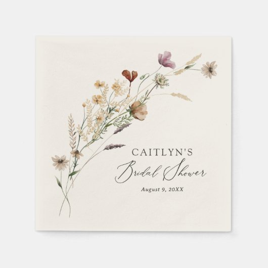 Boho Herfst Wildflower Vrijgezellenfeest Servet (Voorkant)