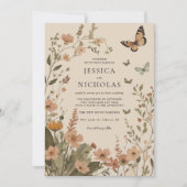 Boho Herfst Wildflower Waterverf Bloemen Huwelijk Kaart (Voorkant)