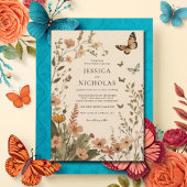 Boho Herfst Wildflower Waterverf Bloemen Huwelijk Kaart