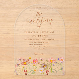 Boho herfst Wildflower Wedding Acryl Uitnodigingen
