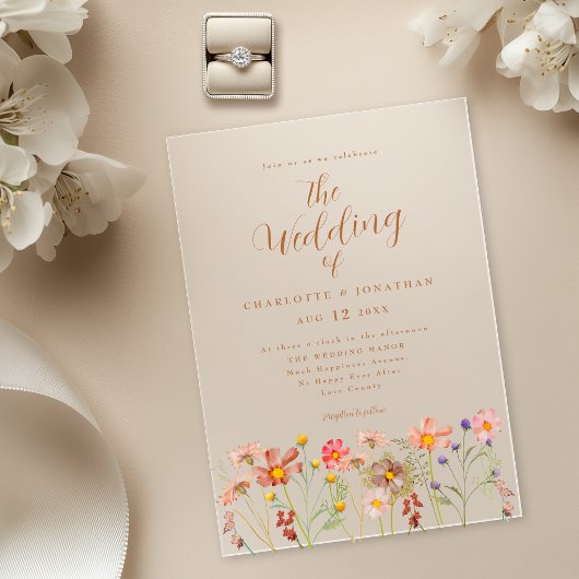 Boho herfst Wildflower Wedding Acryl Uitnodigingen
