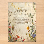 Boho Herfst Wildflower Wedding Acryl Uitnodigingen (Voorkant)