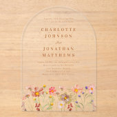 Boho herfst Wildflower Wedding Acryl Uitnodigingen (Voorkant)