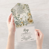 Boho Herfst Wildflower Wedding All In One Uitnodiging (Afscheurbaar)