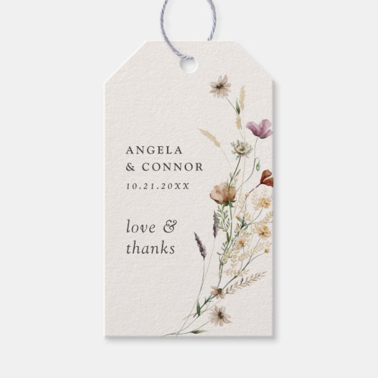 Boho Herfst Wildflower Wedding Gift Labels Cadeaulabel (Voorkant)