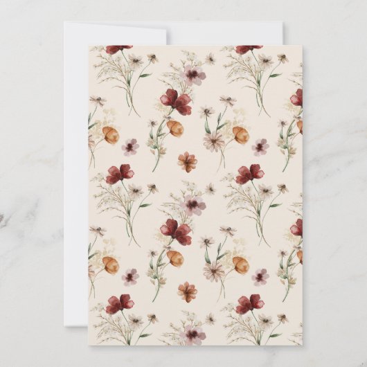 Boho Herfst Wildflower Wedding Kaart (Achterkant)