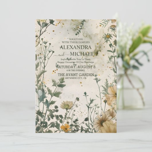 Boho Herfst Wildflower Wedding Kaart (Staand voorkant)