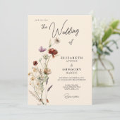 Boho Herfst Wildflower Wedding Kaart (Staand voorkant)