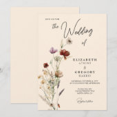 Boho Herfst Wildflower Wedding Kaart (Voorkant / Achterkant)