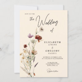 Boho Herfst Wildflower Wedding Kaart