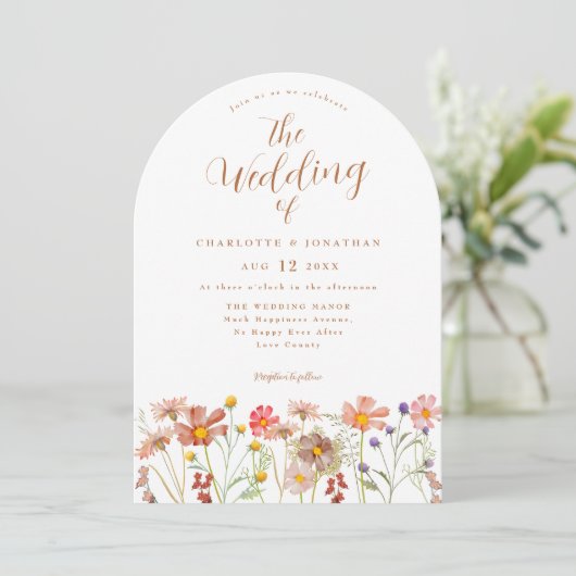 Boho Herfst Wildflower Wedding Kaart (Staand voorkant)