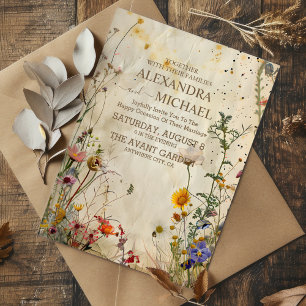 Boho Herfst Wildflower Wedding Kaart