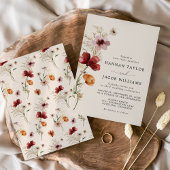 Boho Herfst Wildflower Wedding Kaart