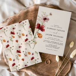 Boho Herfst Wildflower Wedding Kaart