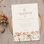 Boho Herfst Wildflower Wedding Kaart