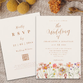 Boho Herfst Wildflower Wedding Kaart