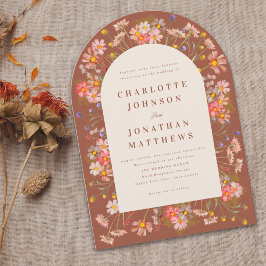 Boho Herfst Wildflower Wedding Kaart
