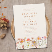 Boho Herfst Wildflower Wedding Kaart