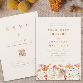 Boho Herfst Wildflower Wedding Kaart