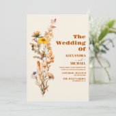 Boho Herfst Wildflower Wedding Kaart (Staand voorkant)