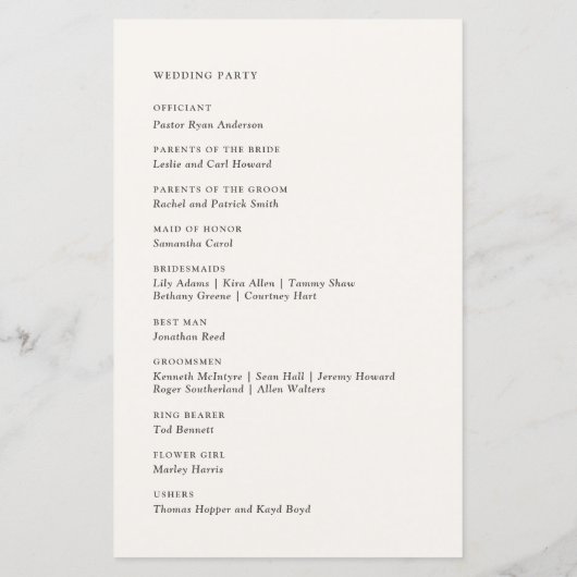 Boho Herfst Wildflower Wedding Programme (Achterkant)