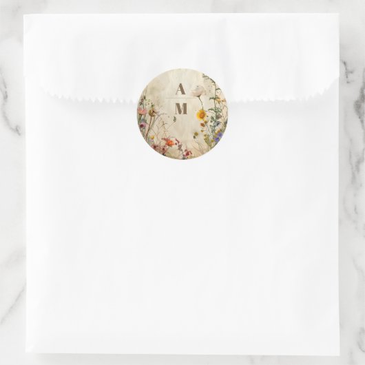 Boho Herfst Wildflower Wedding Ronde Sticker (Tas)