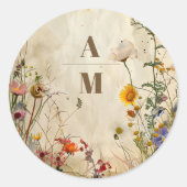 Boho Herfst Wildflower Wedding Ronde Sticker (Voorkant)