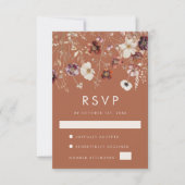 Boho Herfst Wildflower Wedding RSVP Kaartje (Voorkant)