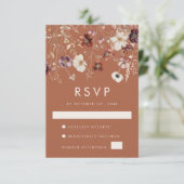 Boho Herfst Wildflower Wedding RSVP Kaartje (Staand voorkant)