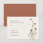 Boho Herfst Wildflower Wedding RSVP Kaartje (Voorkant / Achterkant)