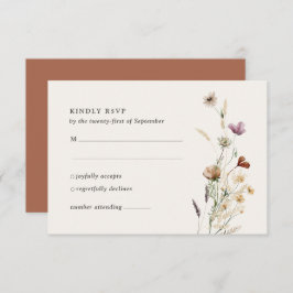 Boho Herfst Wildflower Wedding RSVP Kaartje