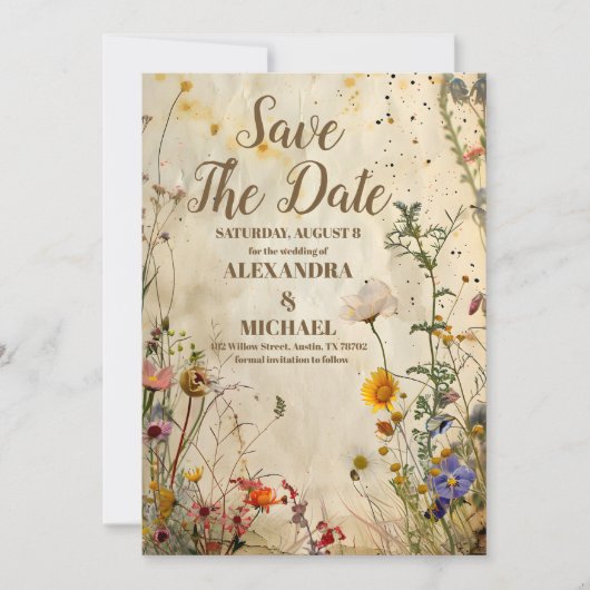 Boho Herfst Wildflower Wedding Save The Date (Voorkant)