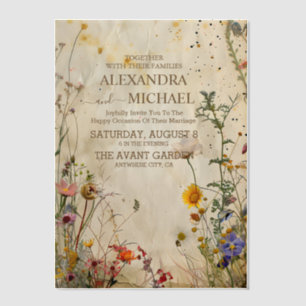Boho Herfst Wildflower Wedding Vellum Uitnodigingen