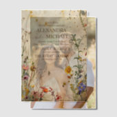 Boho Herfst Wildflower Wedding Vellum Uitnodigingen (Offset (Koppel))