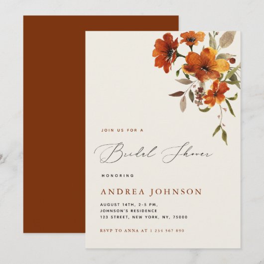 Boho Herfst Wildflowers Gezellige Herfst Vrijgezel Kaart (Voorkant / Achterkant)