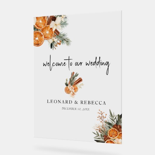 Boho herfst winter Bloemen Bruiloft Acryl teken Bord (Hoek)