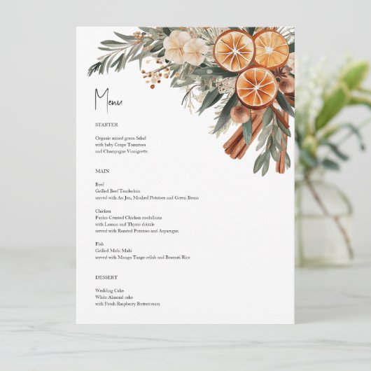 Boho Herfst Winter Menu kaartnamen op de achterkan (Staand voorkant)