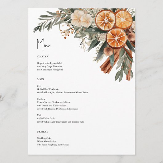 Boho Herfst Winter Menu kaartnamen op de achterkan (Voorkant)