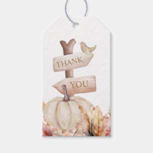 Boho Herfst witte pompoen dank u Cadeaulabel