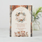 Boho Herfst Woodland Forest Animals Baby shower Kaart (Staand voorkant)