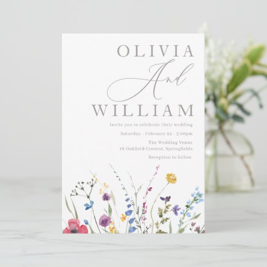 Boho Herfst Zomer Wildflower Wedding Kaart (Staand voorkant)