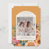 Boho Herfst Zonnebloem Boog Foto Aankondiging Gebo (Voorkant)